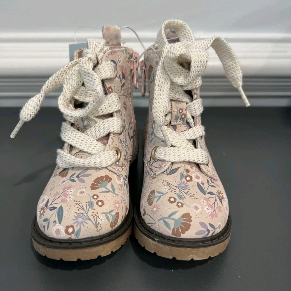 Toddler Girls' Giovanna Floral Print Zipper Combat Boots - Cat & Jack - SIZE 7